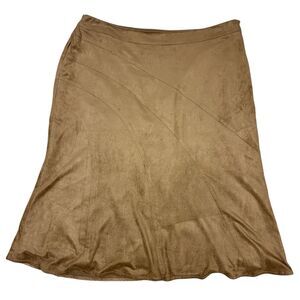 AGB Tan Faux Suede Skirt Womens sz L Soft Boho Western *Altered
